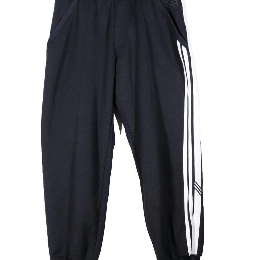 Adidas Y-3 Yohji Yamamoto Women's Small Black Jogger Striped Mid Rise Crop Pants